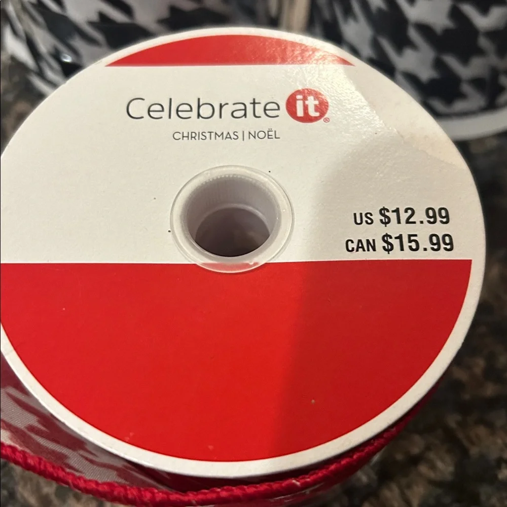 CELEBRATE IT HOUNDSTOOTH WIRED RIBBON 2.5X 20